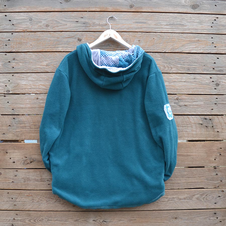 Back fleece Men's reversible hoody in teal and grey marl