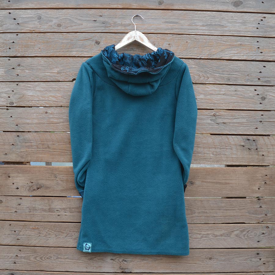 Back Women's hoody dress in teal and black, size 10