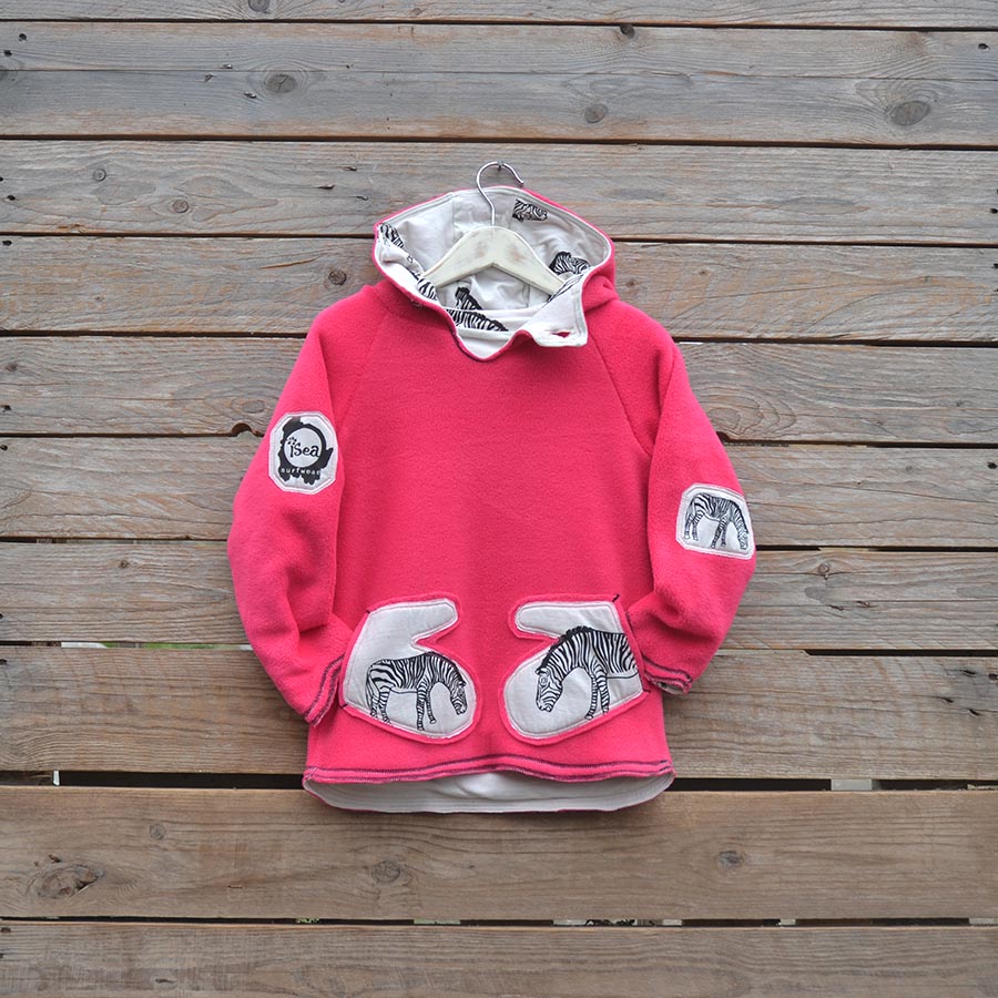 Front Fleece Age 10 Reversible hoody in pink/natural