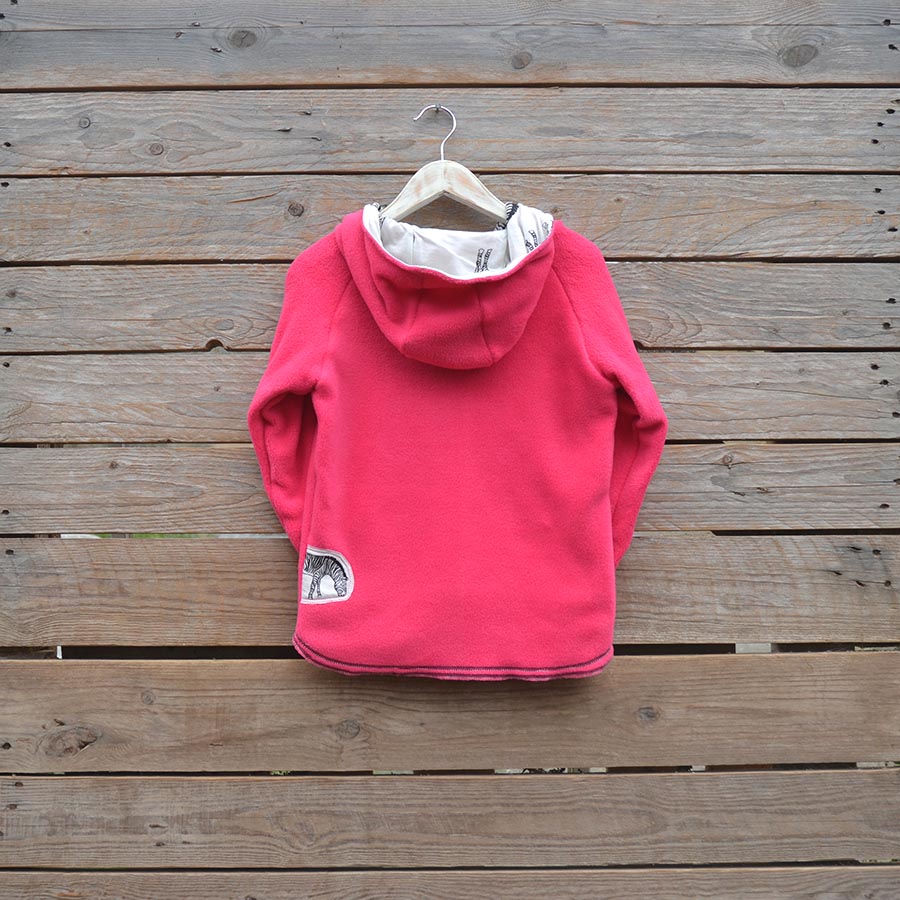 Back fleece Age 10 Reversible hoody in pink/natural