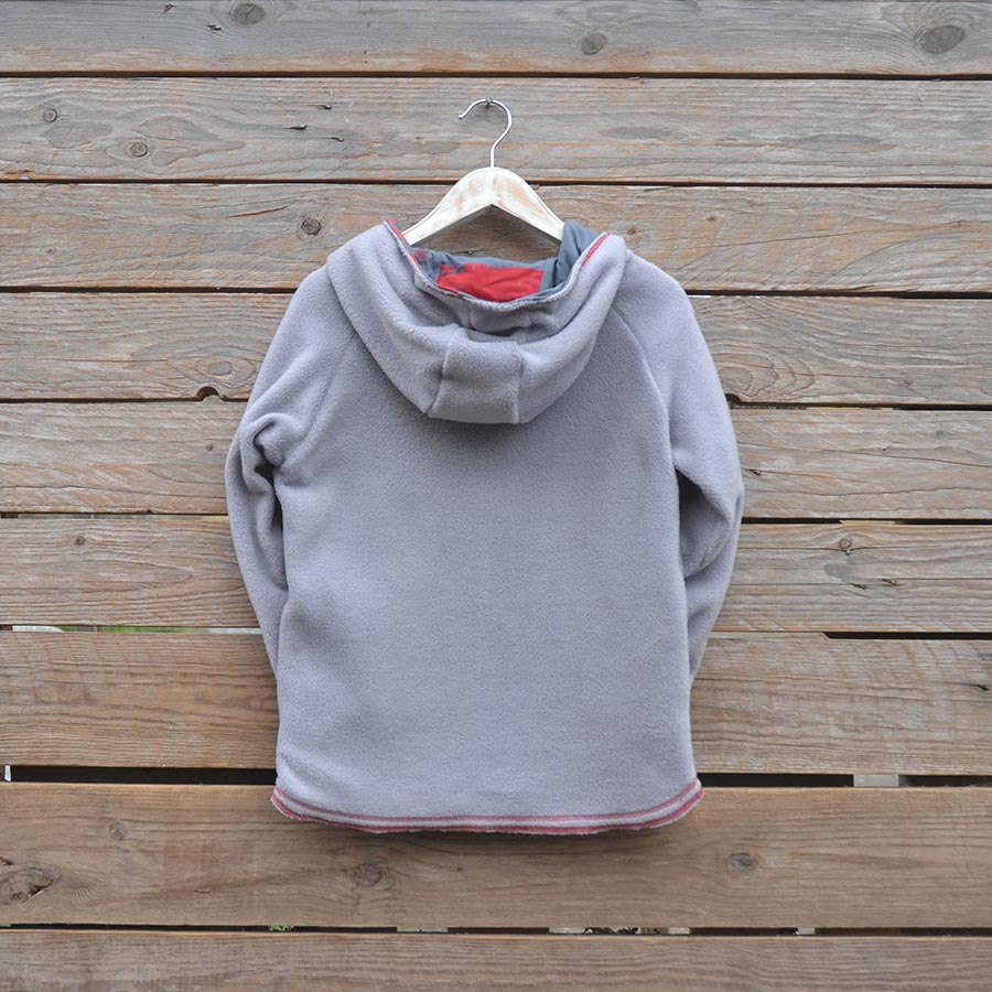 Back fleece Kid's age 7 reversible hoody light/dark grey