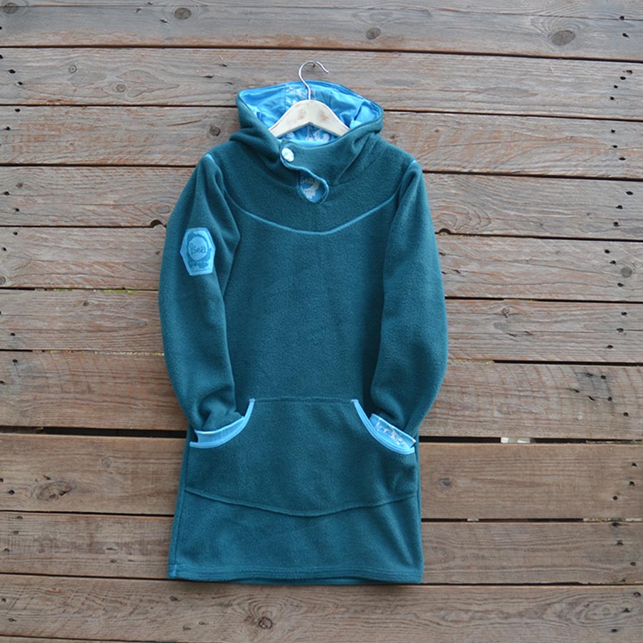 Front Hoody dress age 9 teal
