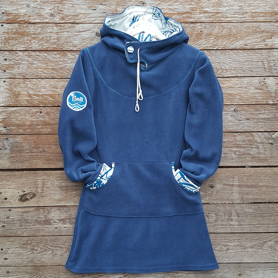 Petrol -natural Hoody dress, petrol/natural