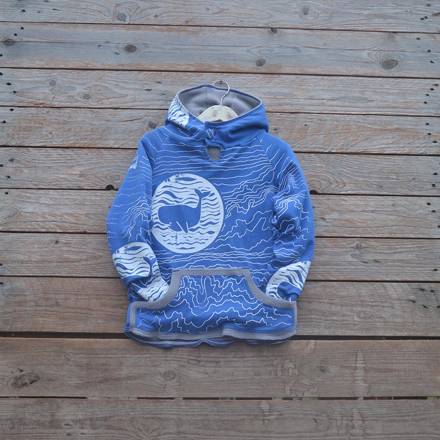 Jersey front Kid's reversible hoody in light grey/royal