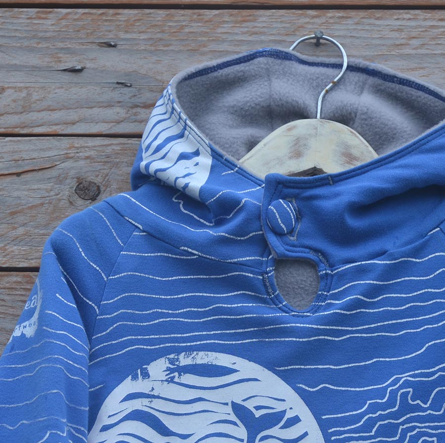 Jersey close up Kid's reversible hoody in light grey/royal