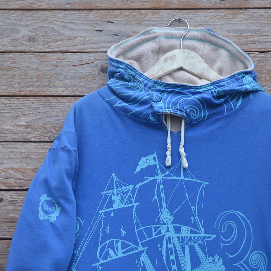 Jersey close up Men's reversible hoody in natural/royal
