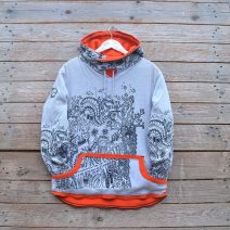 Men's reversible hoody in orange/marl grey