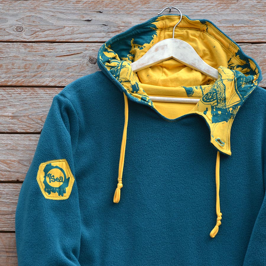 Fleece close up Women's reversible in teal/amber