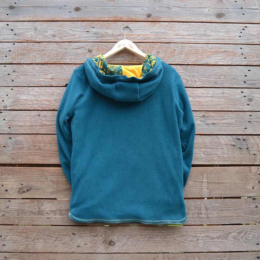 Fleece back Women's reversible in teal/amber