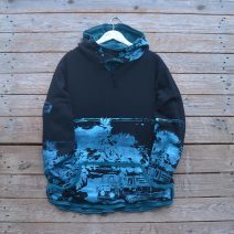 Men's reversible hoody in teal/black