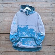 Men's reversible hoody in teal/marl grey