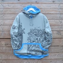 Men's reversible hoody in turquoise/light grey