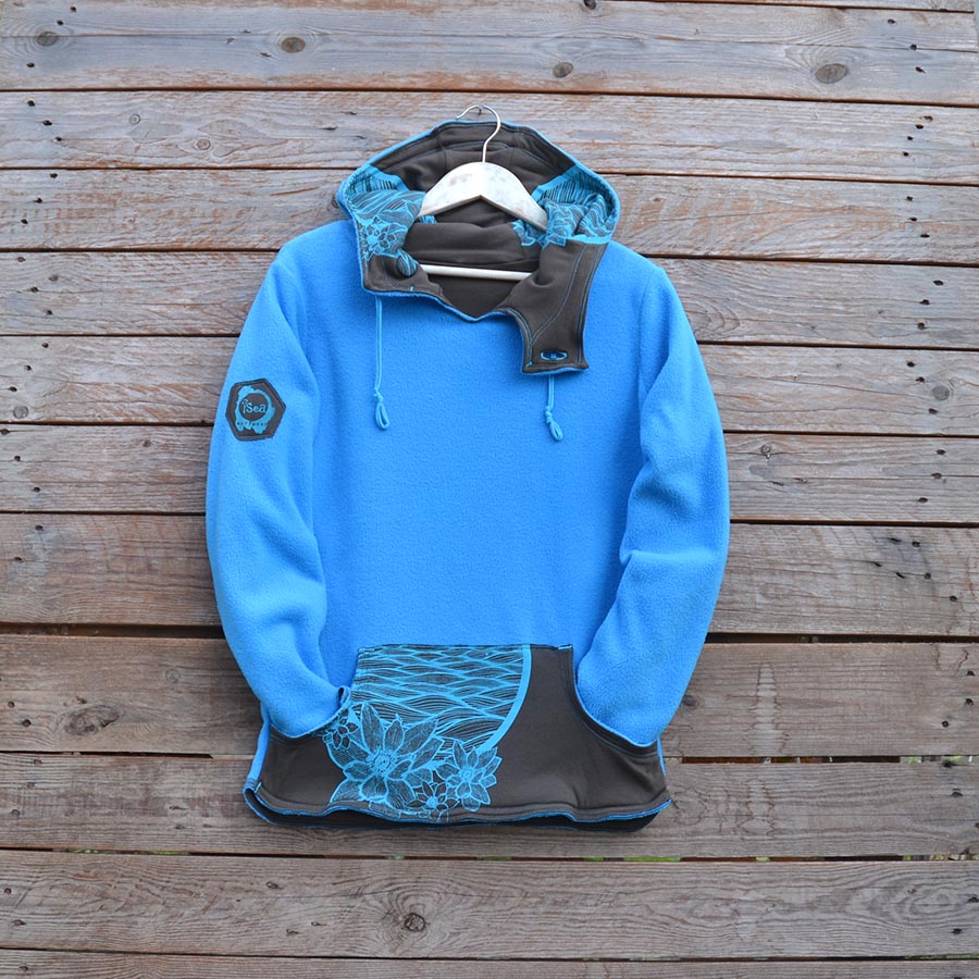 Fleece front Women's reversible in turquoise/mocha
