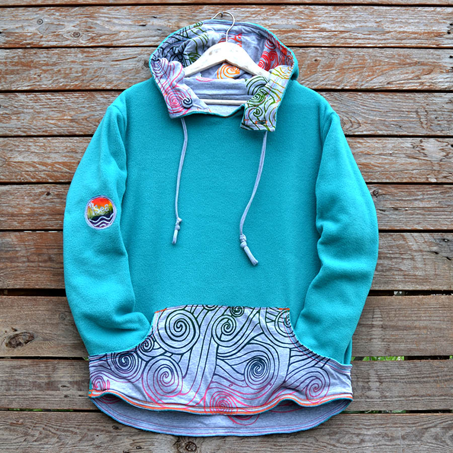 Front fleece jade- grey marl