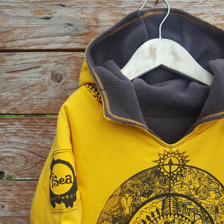 Kid's reversible hoody in dark grey/amber Kid's reversible hoody in dark grey/amber