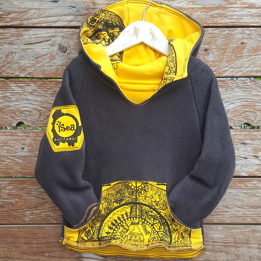 Kid's reversible hoody in dark grey/amber Kid's reversible hoody in dark grey/amber