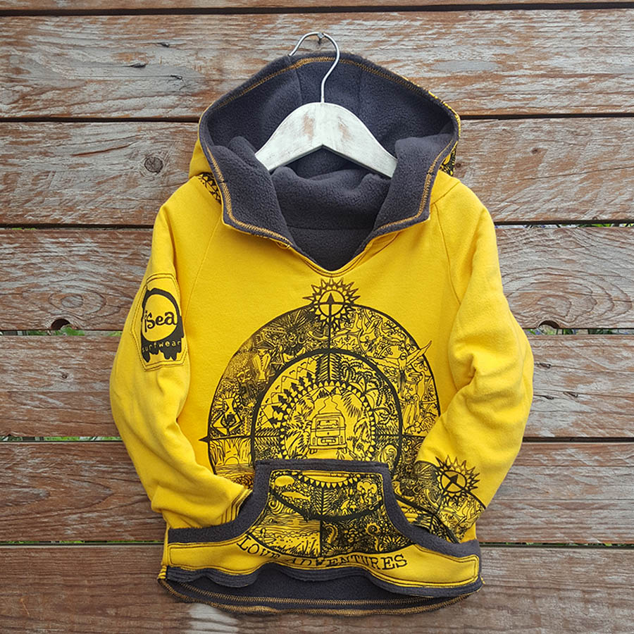 Kid's reversible hoody in dark grey/amber Kid's reversible hoody in dark grey/amber