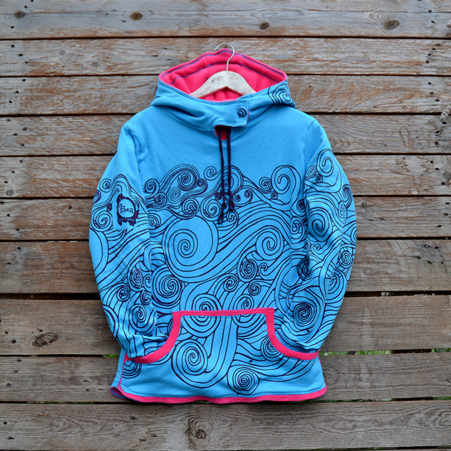 pink-turquoise Women's reversible hoody in pink/turquoise