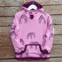 Kid's reversible hoody in plum/candy