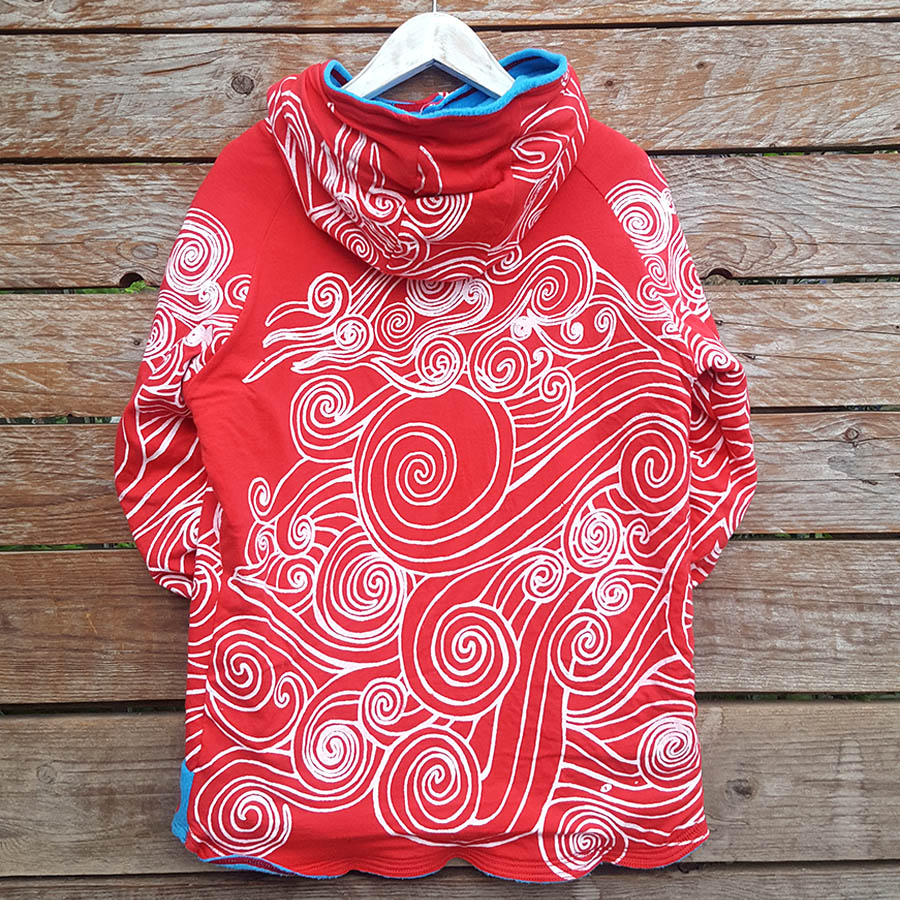 Kid's reversible hoody in turquoise/red - back Kid's reversible hoody in turquoise/red - back