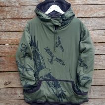 Men's reversible hoody in olive/dark grey