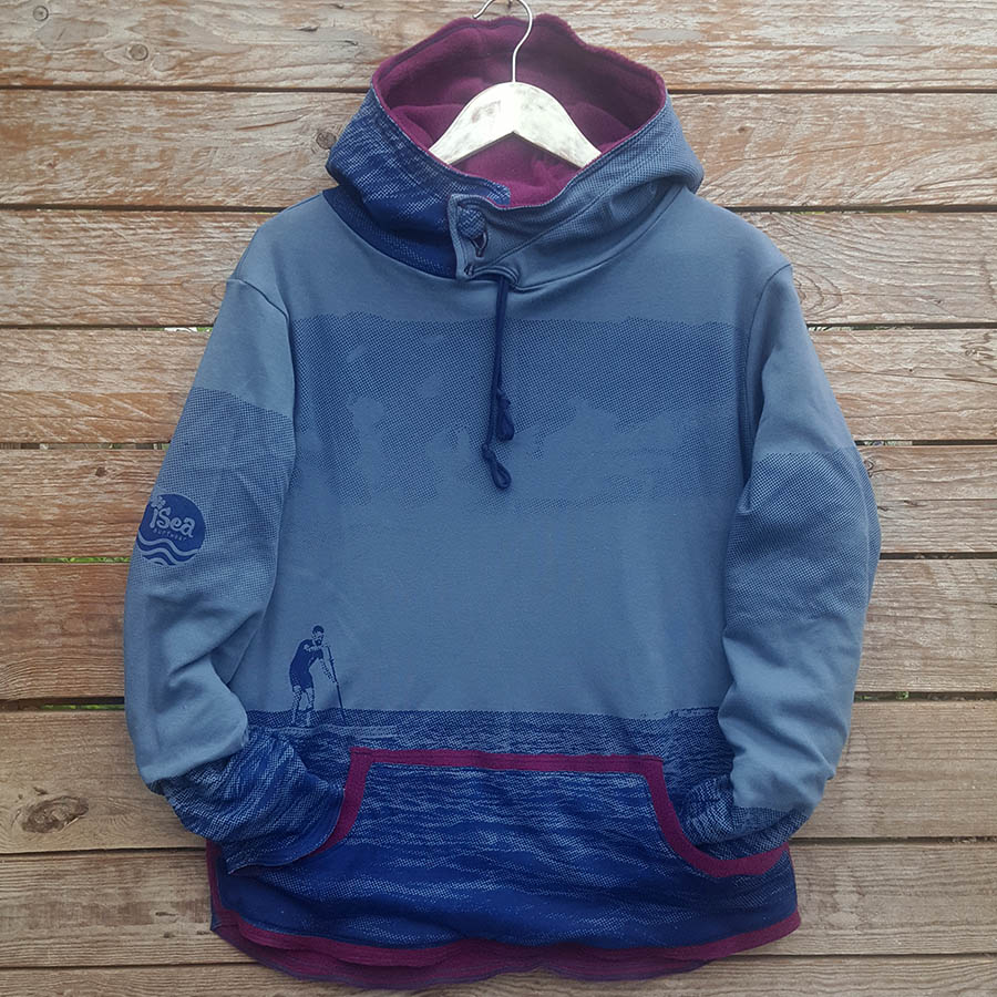 Plum-grey Men's reversible hoody in plum/dark grey