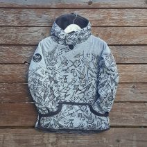 Kid's reversible hoody in dark grey/marl grey - front