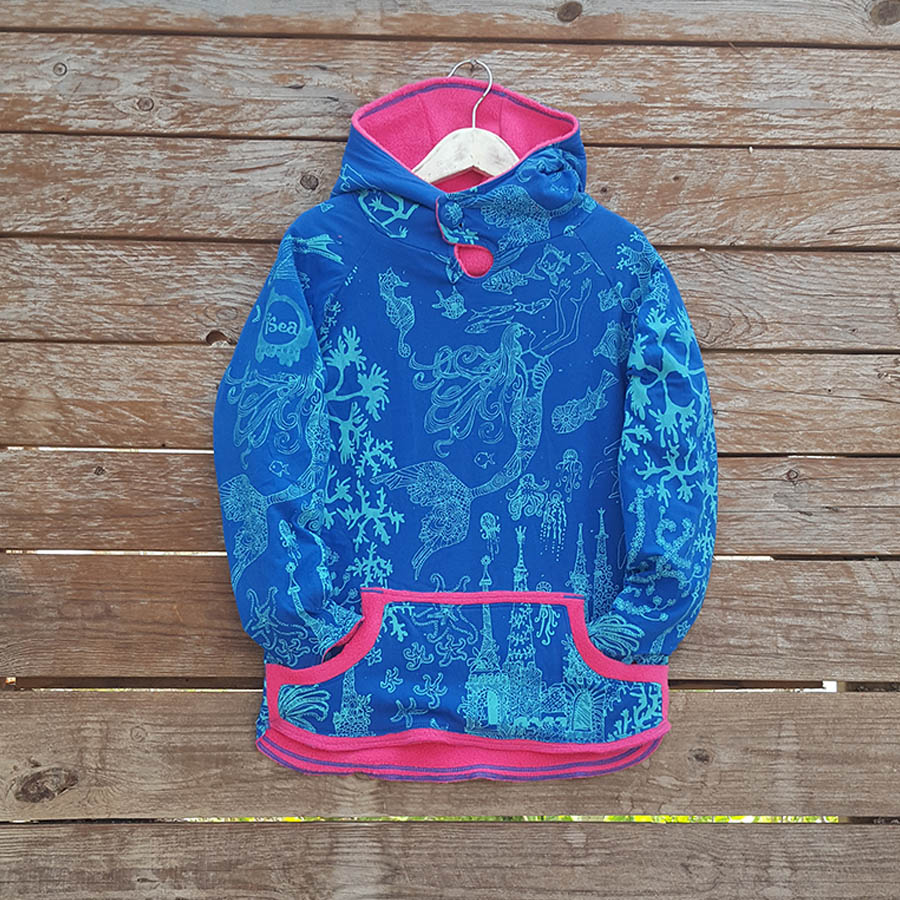 Kid's reversible hoody in sugar pink/royal - front Kid's reversible hoody in sugar pink/royal - front