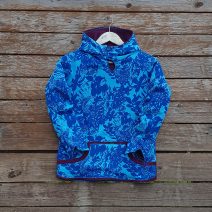 Kid's reversible hoody in plum/turquoise