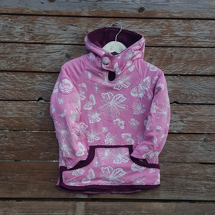 Kid's reversible hoody in plum/candy - Front Kid's reversible hoody in plum/candy - front