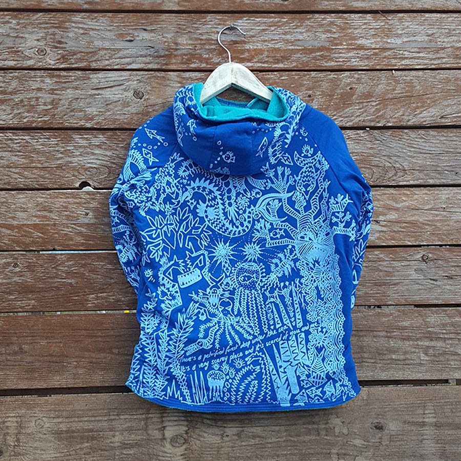 Kid's reversible hoody in jade/royal - Back Kid's reversible hoody in jade/royal - back