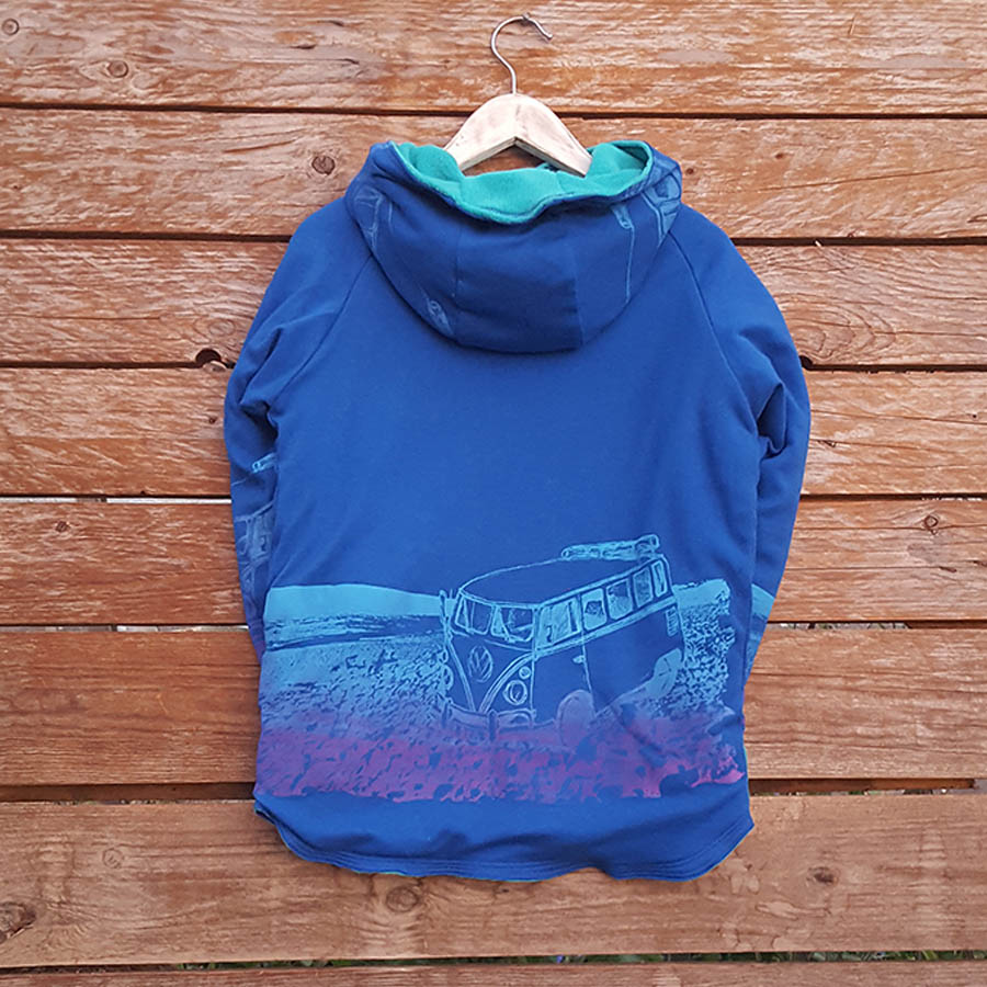 Kid's reversible hoody in jade/royal - Back Kid's reversible hoody in jade/royal - back