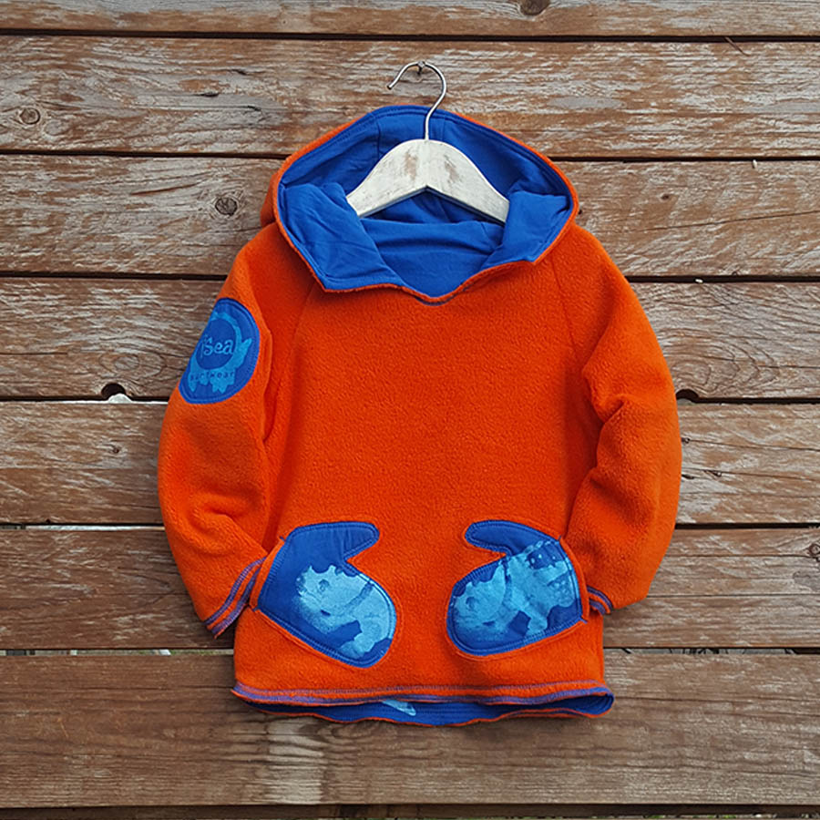 Kid reversible hoody in orange/royal - fleece front Kid's reversible hoody in orange/royal - fleece front