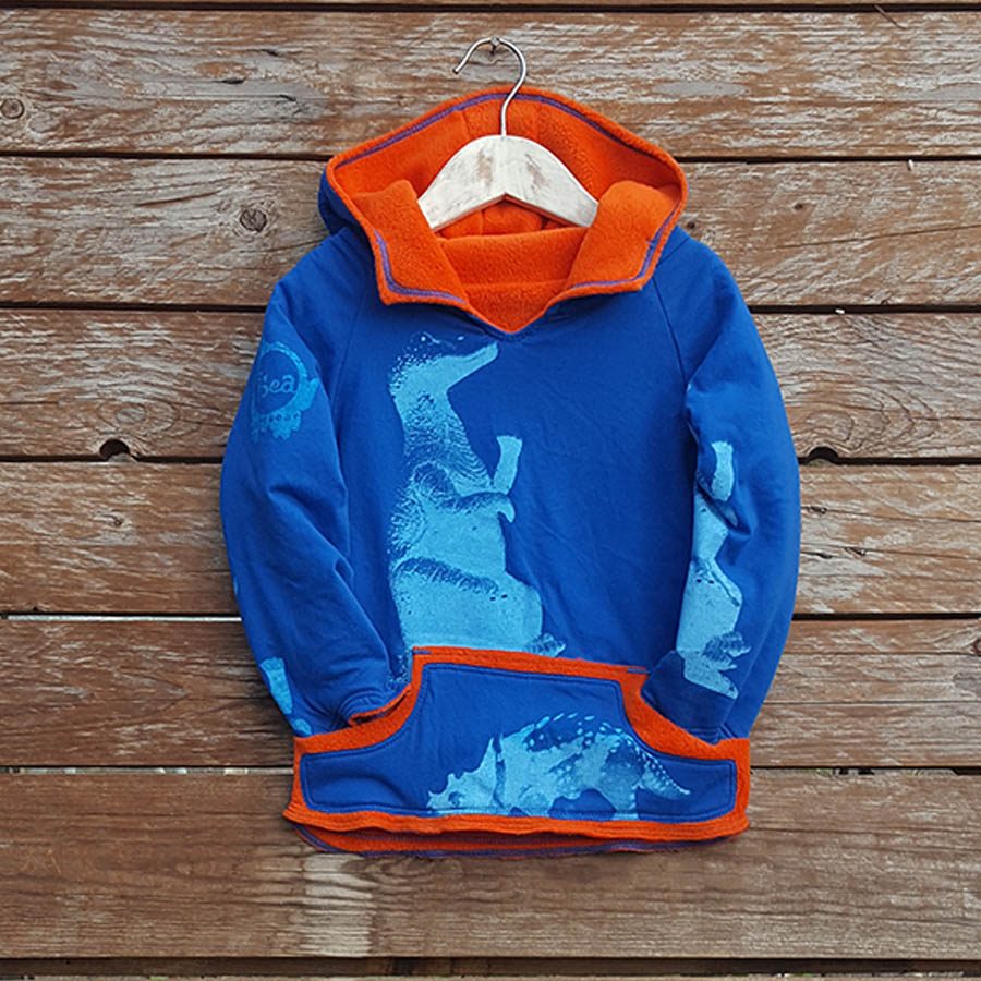 Kid's reversible hoody in orange/royal - Front Kid's reversible hoody in orange/royal - front