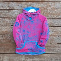 Kid's reversible hoody in turquoise/cerise - front