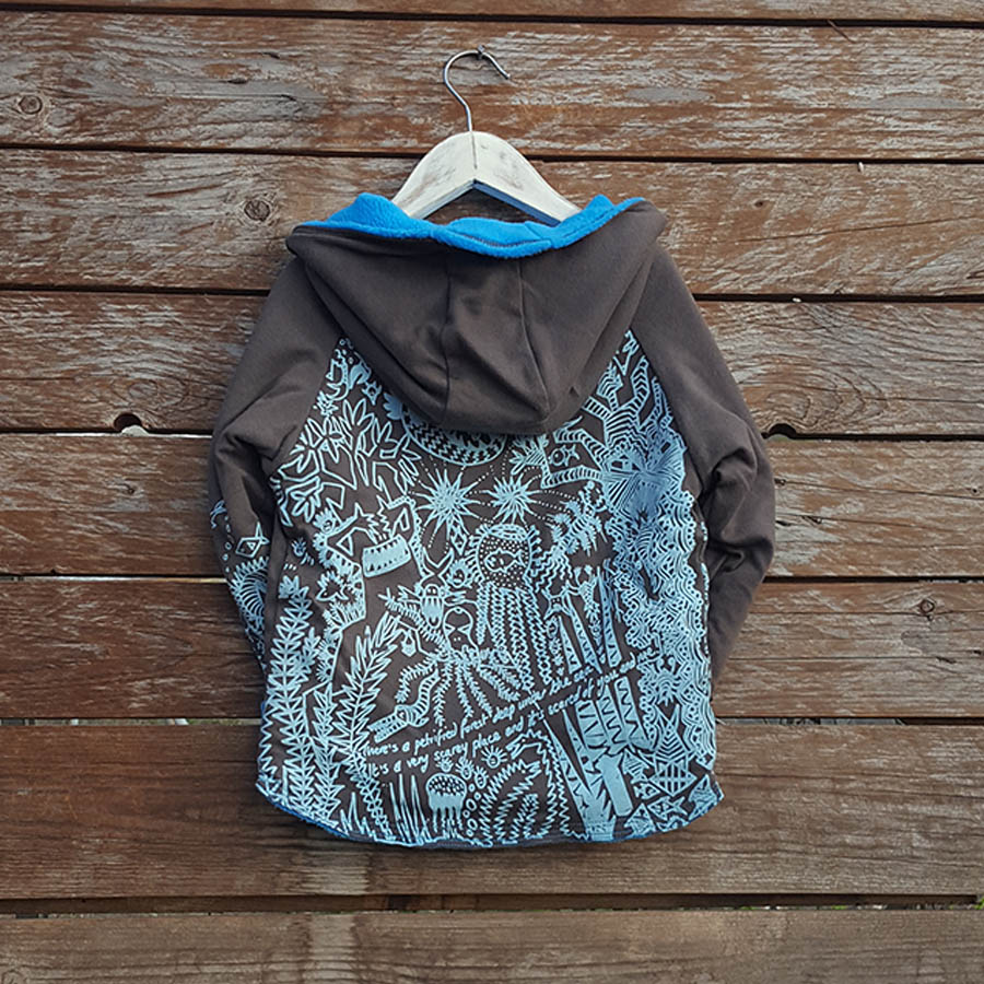 Kid's reversible hoody in turquoise/mocha Kid's reversible hoody in turquoise/mocha