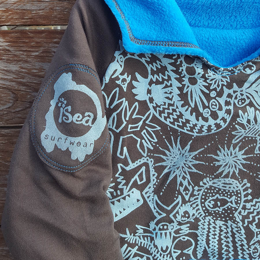 Kid's reversible hoody in turquoise/mocha Kid's reversible hoody in turquoise/mocha