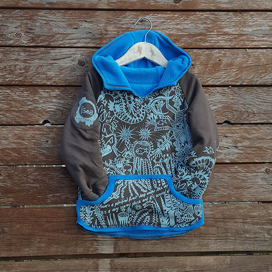 Kid's reversible hoody in turquoise/mocha Kid's reversible hoody in turquoise/mocha