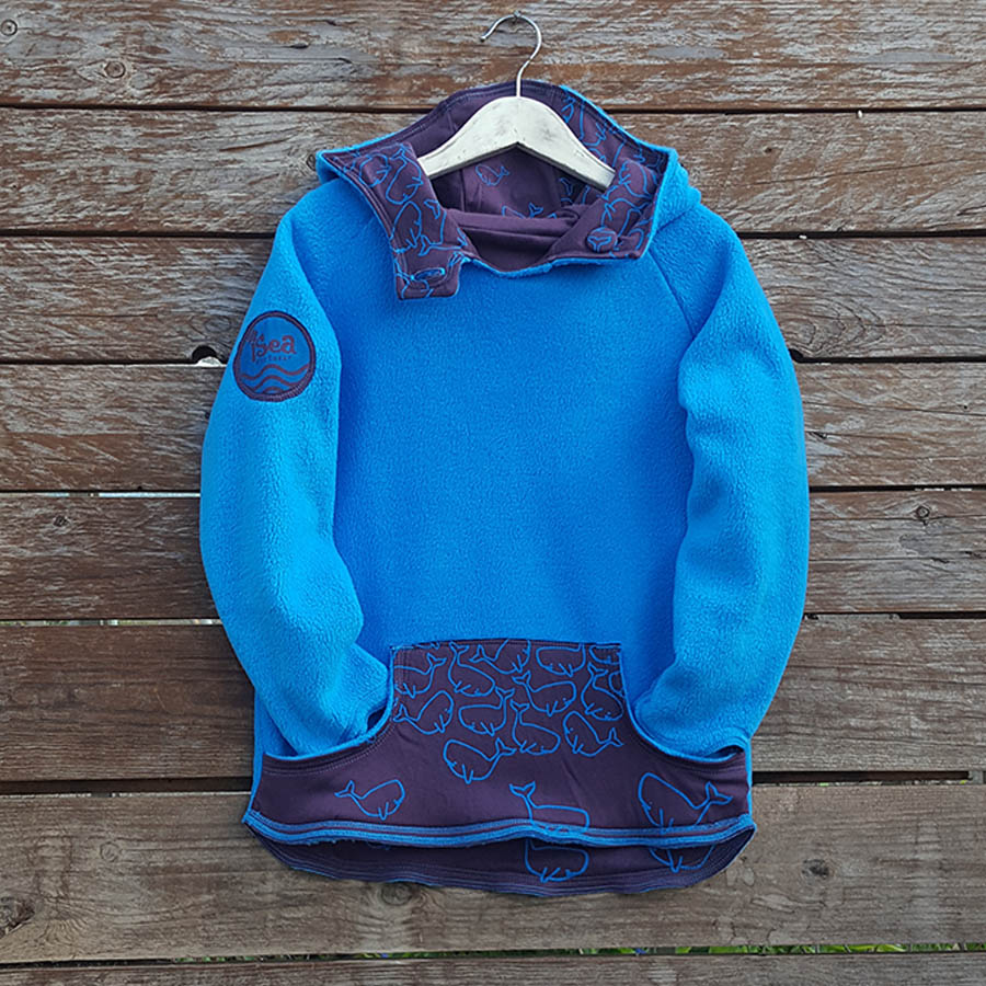 Kid's reversible hoody in turquoise/plum - Fleece front Kid's reversible hoody in turquoise/plum - fleece front