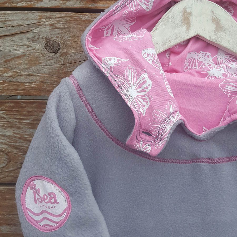 Girl's hoody dress in light grey/candy pink Girl's hoody dress in light grey/candy pink