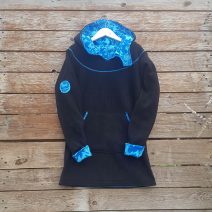 Girl's hoody dress in black/turquoise