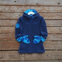 Girl's fleece hoody dress in petrol/turquoise