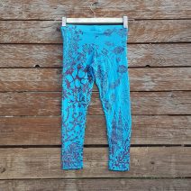 Kid's leggings in turquoise/plum with mermaid scene
