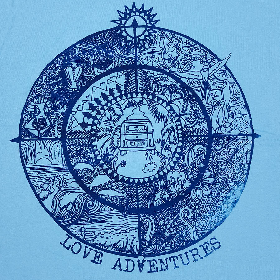 Women's organic t-shirt in aqua - Love Adventures Women's organic t-shirt in aqua - Love Adventures