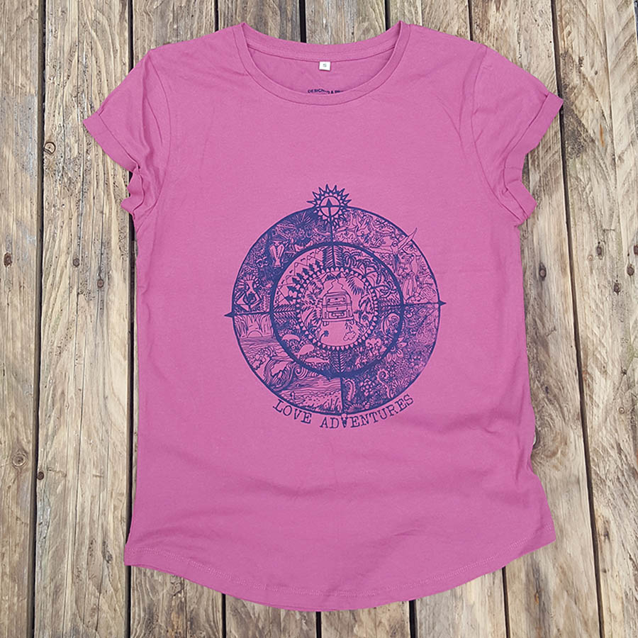 Women's organic t-shirt in raspberry - Protect our Coastline Women's organic t-shirt in raspberry - Protect our Coastline