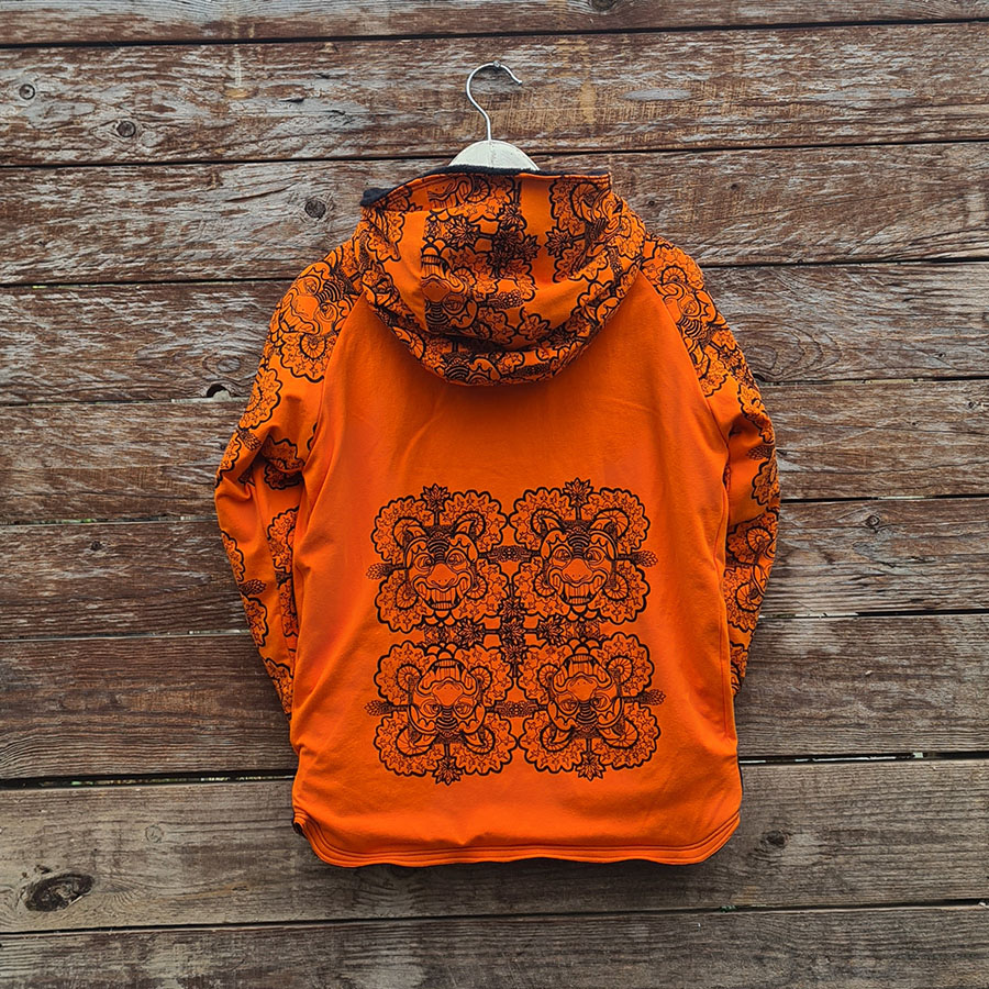 orange black back Kid's reversible hoody black and orange